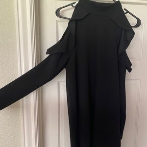 Black peekaboo shoulder mini dress size 8